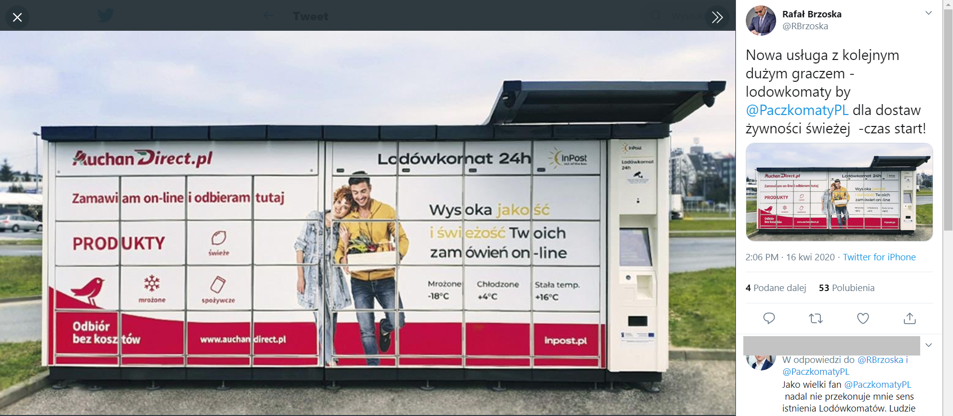 InPost stawia na dostawy świeżej żywności. Ustawił lodówkomaty przy znanych marketach