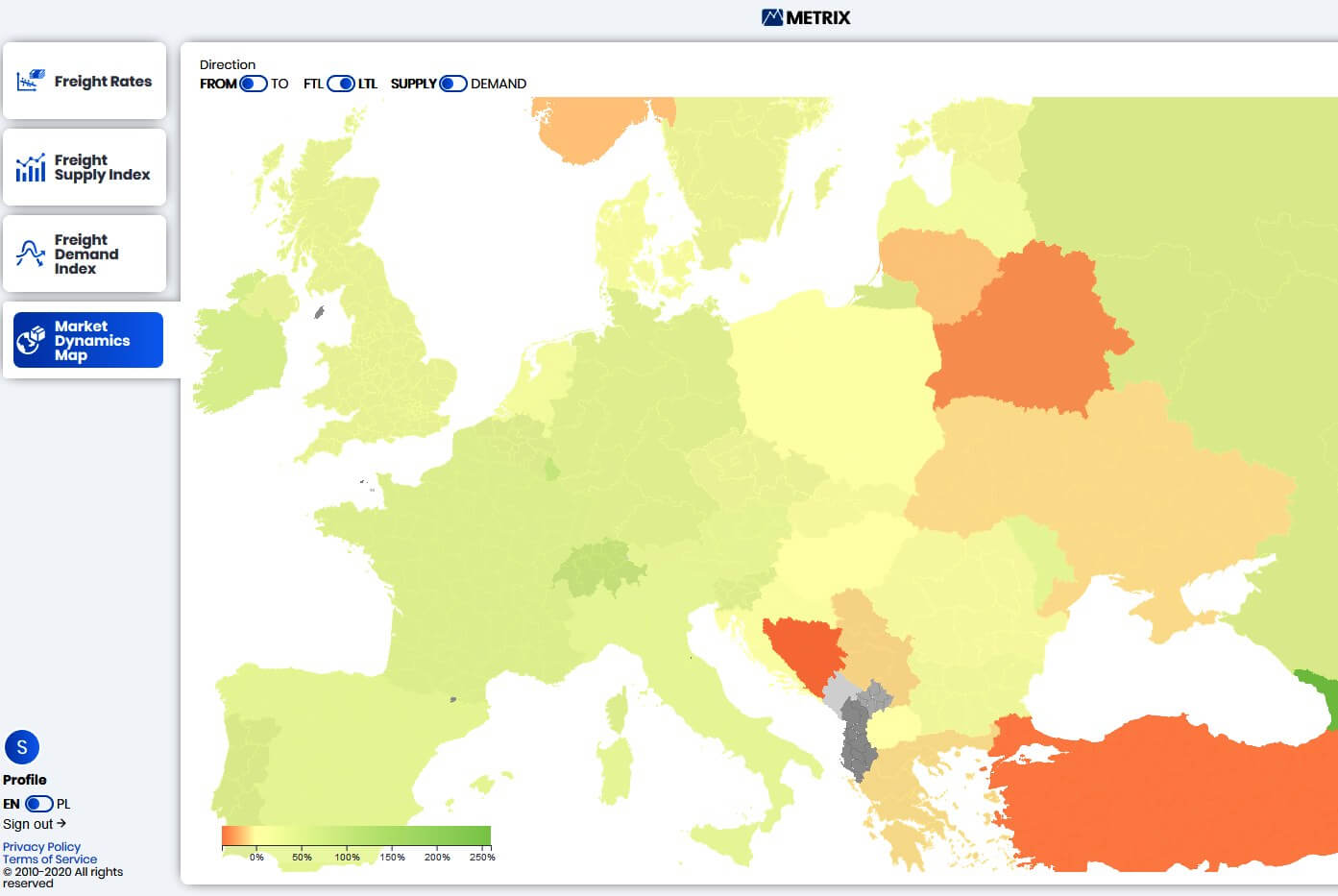 A Trans.INFO a Trans.eu logisztikai platformmal együtt ingyenes eszközt bocsájt rendelkezésre a kereslet, kínálat és a fuvardíjak elemzéséhez