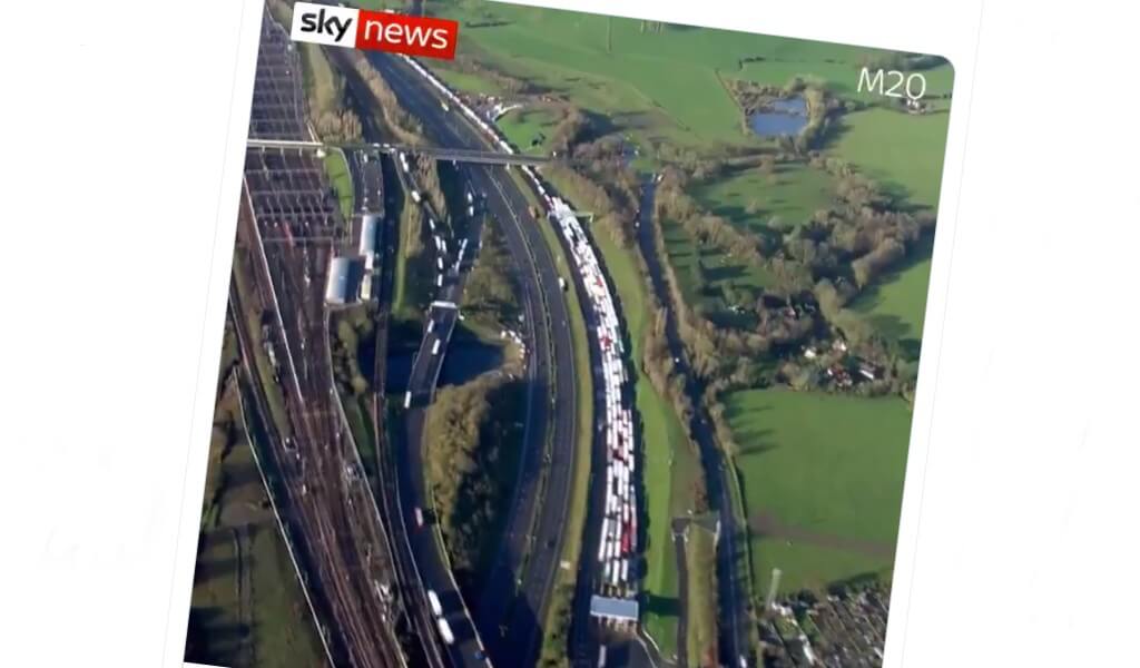 New aerial footage shows shocking length of lorry queues on the M20