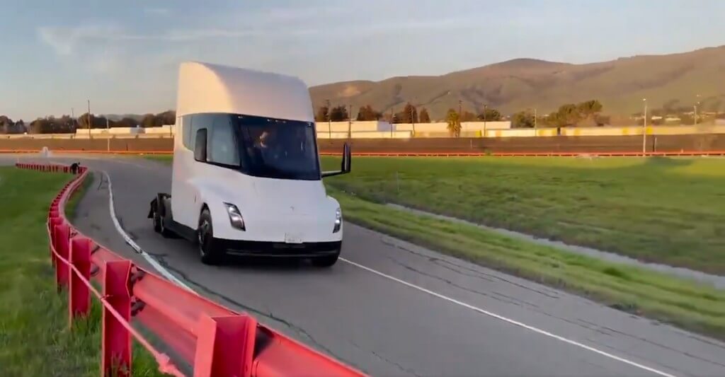 Tesla reveal footage of its new truck hitting California test track