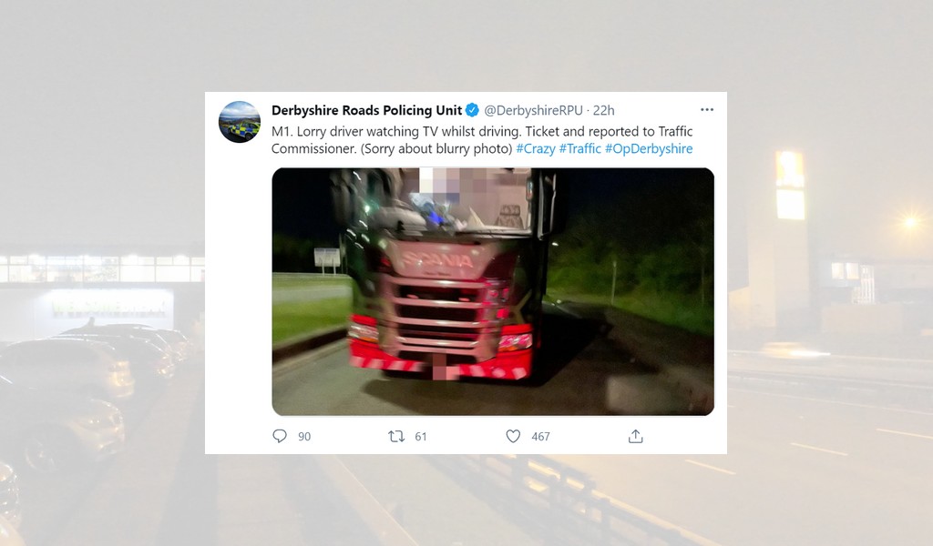 Trucker caught watching TV while driving on the M1