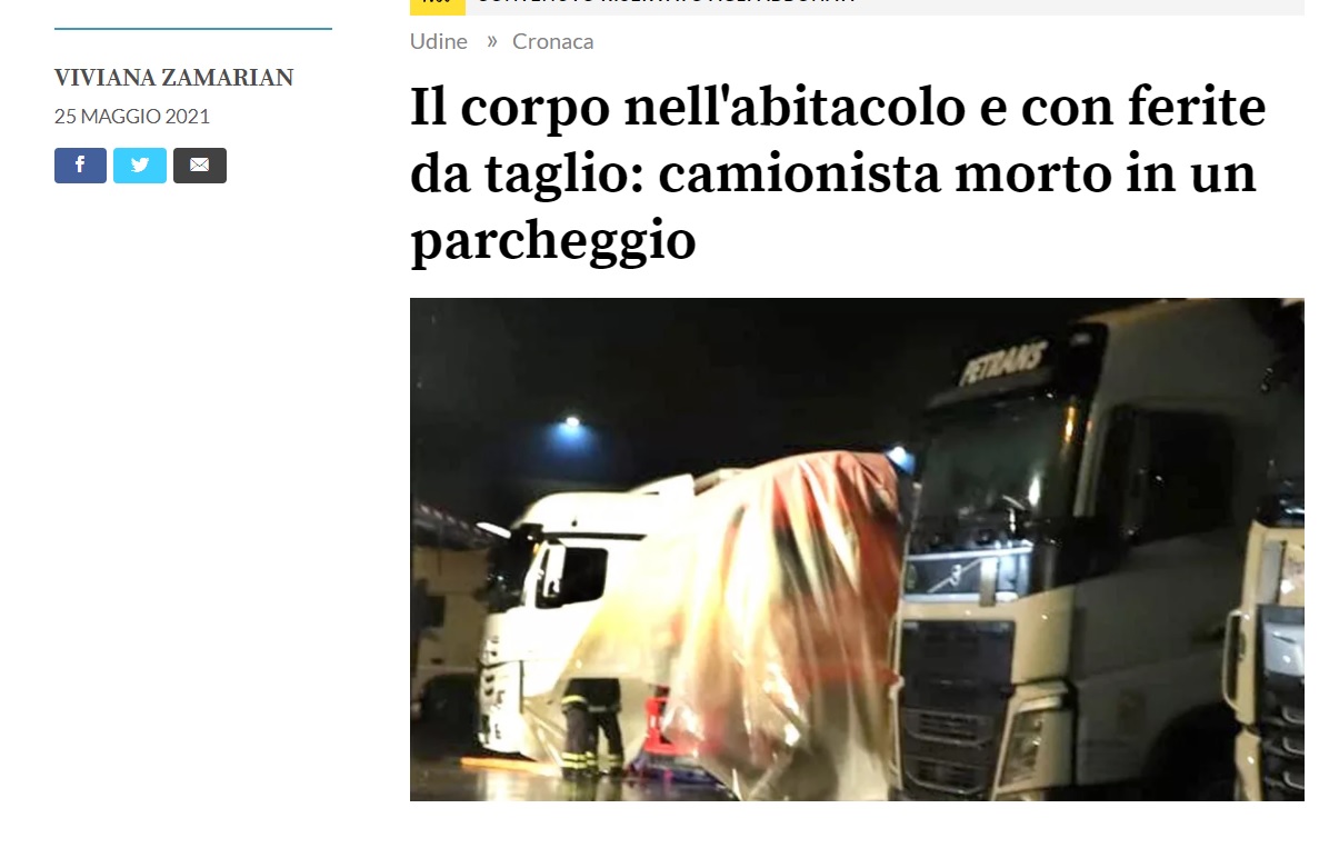 Nužudytas sekantis vairuotojas. Šį kartą Italijoje