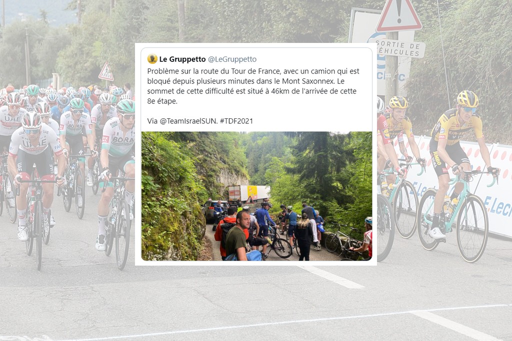 Beszorult kolbászos kamion okozott ijedelmet a Tour de France-on