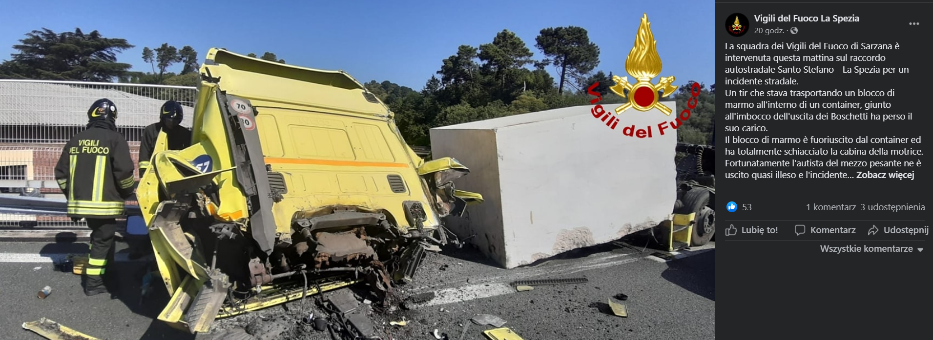 Eine schlecht gesicherte Ladung zerschmetterte das Fahrerhaus eines Lasters