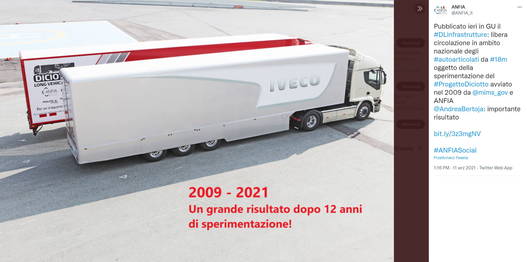 Italy introduces 18-metre-long vehicle sets on the roads