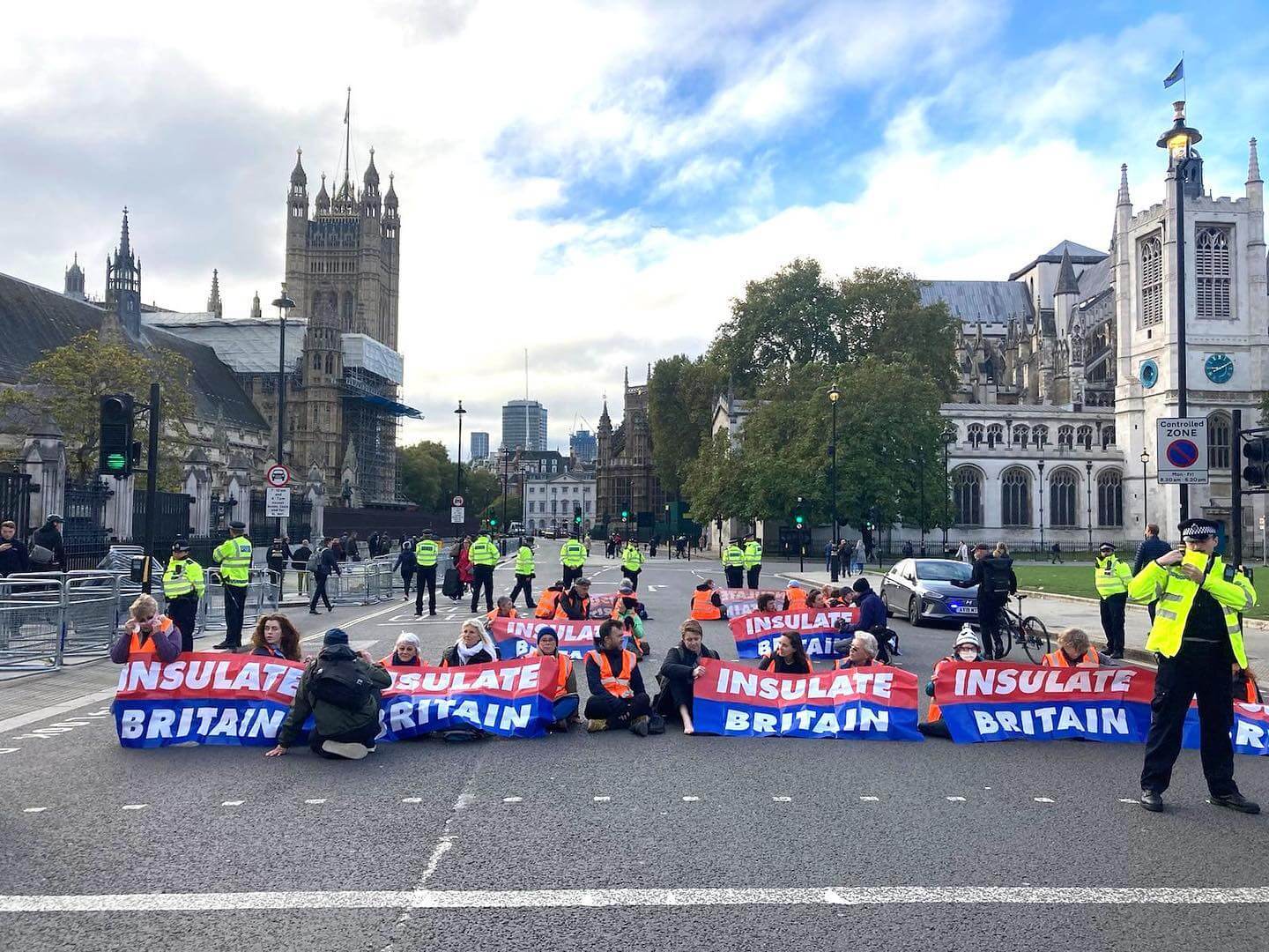 Insulate Britain protest holds back truck carrying insulation material