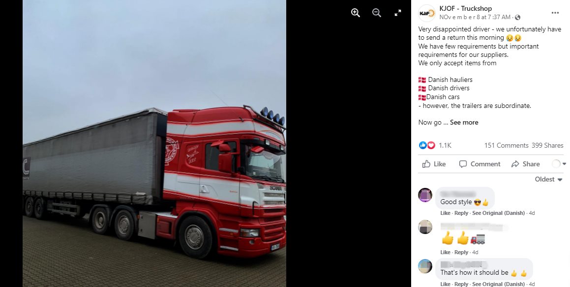 Lieferung abgelehnt wegen ausländischem LKW-Kennzeichen und dem Fahrer. Patriotismus oder Diskriminierung?