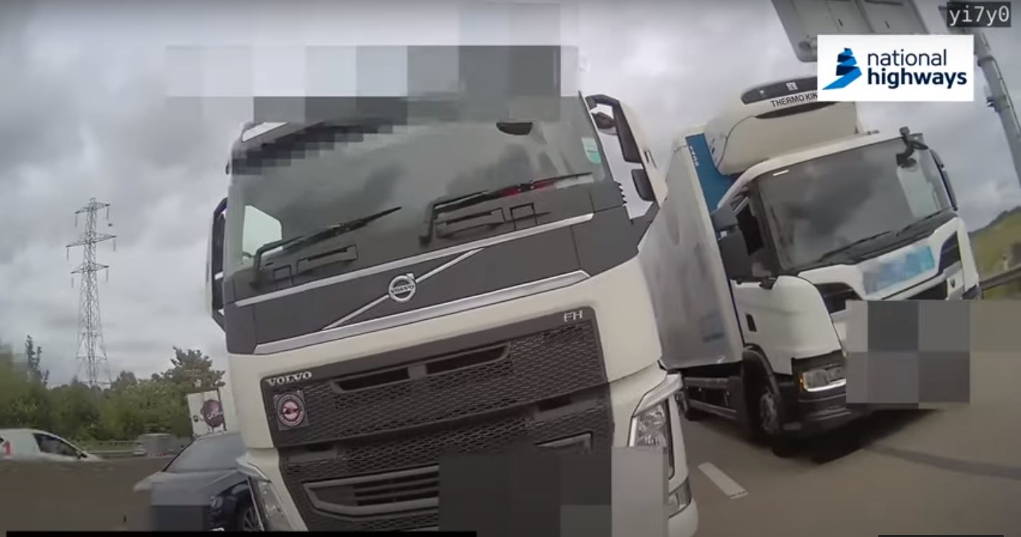 Footage shows how angry trucker drove HGV towards traffic officer