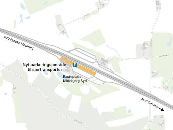 Duński parking ze specjalnym miejscem dla transportów ponadgabarytowych